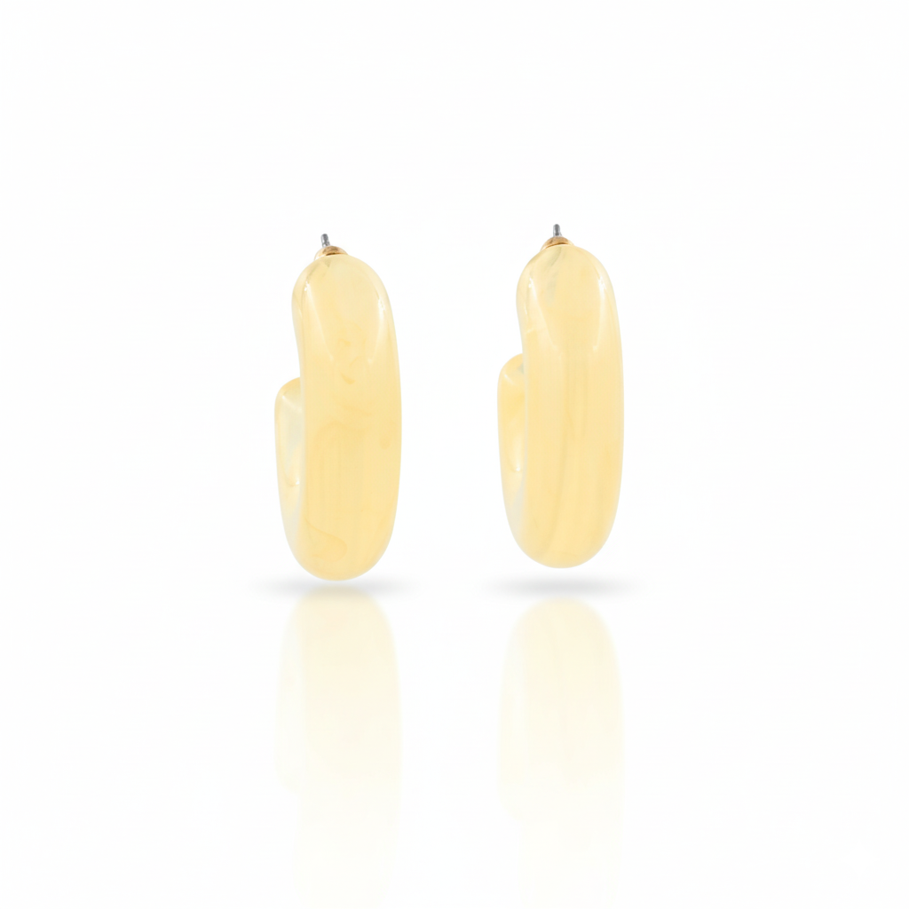 Butter Yellow Resin C Hoop Stud Earrings