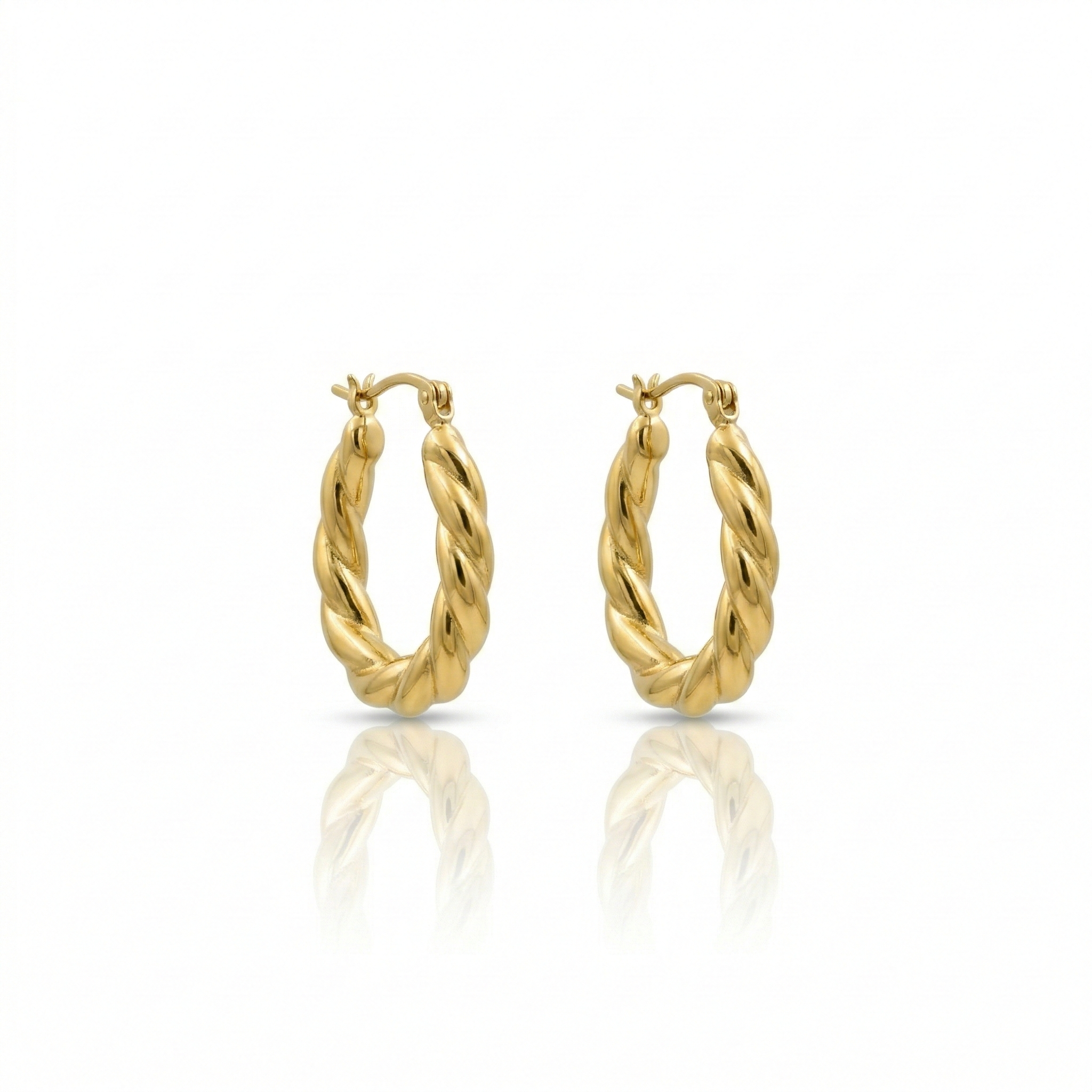 Twisted Hoop Earrings 18K Gold PVD Plated 316L Stainless Steel