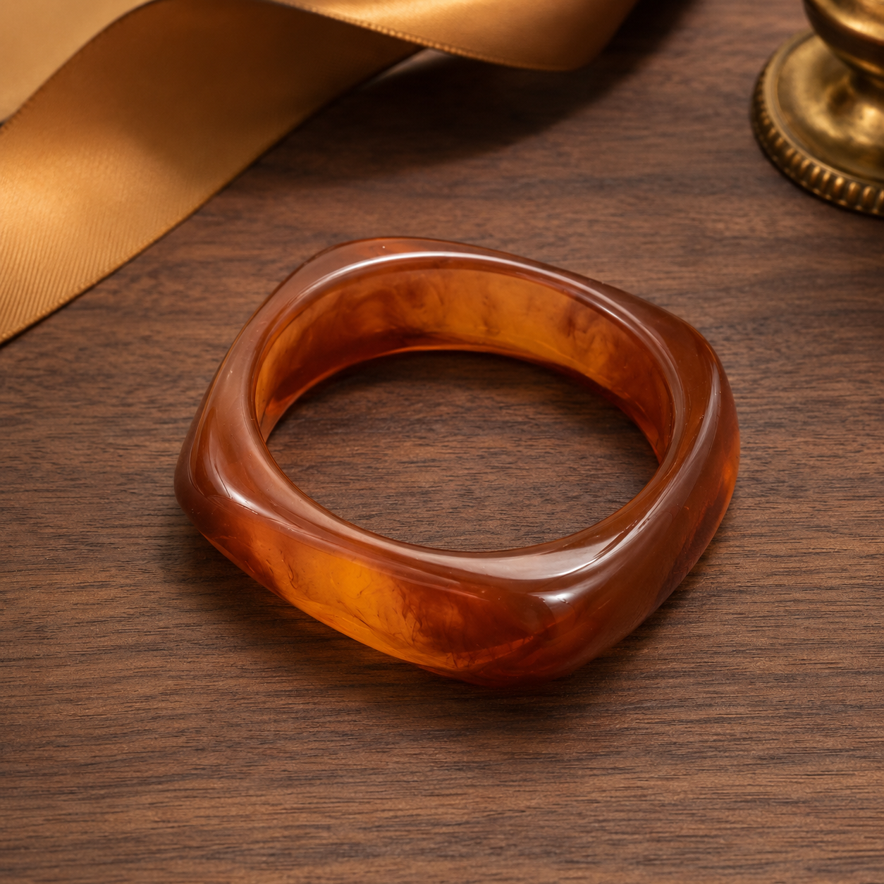 Charcoal Grey Rounded Resin Bangle Bracelet for Women