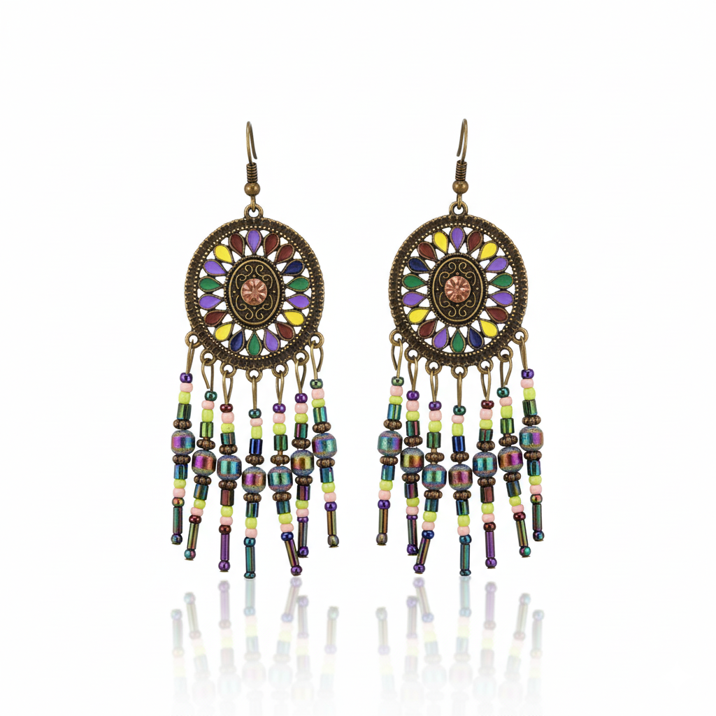 Bohemian Tribal Tassel Drop Earrings