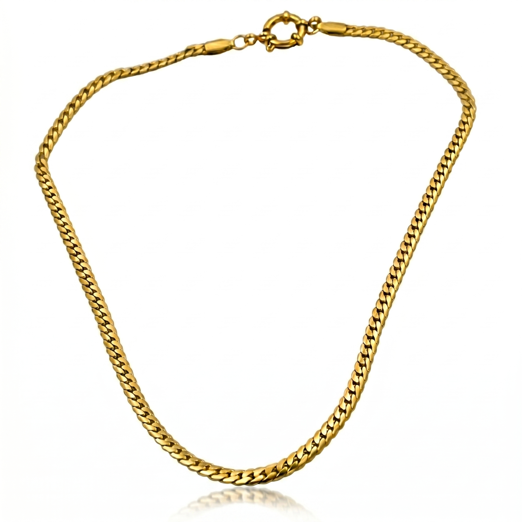 18K Gold Cuban Link Choker Necklace for Women – Minimalist Stainless Steel Chain
