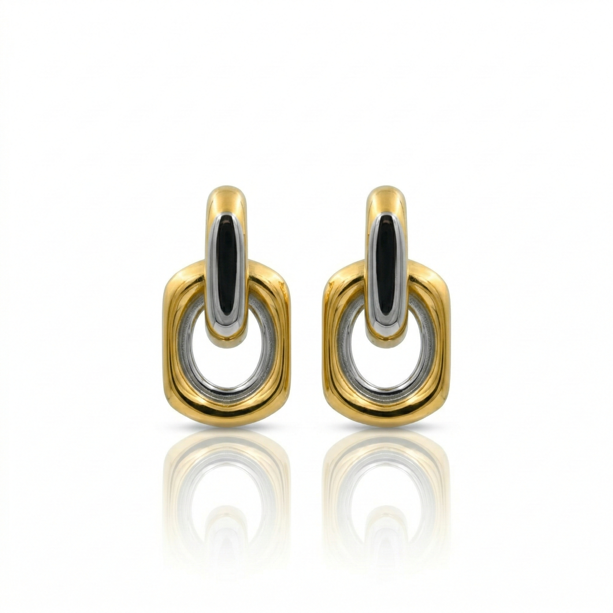 Chunky Two Tone Geometric Stud Earrings