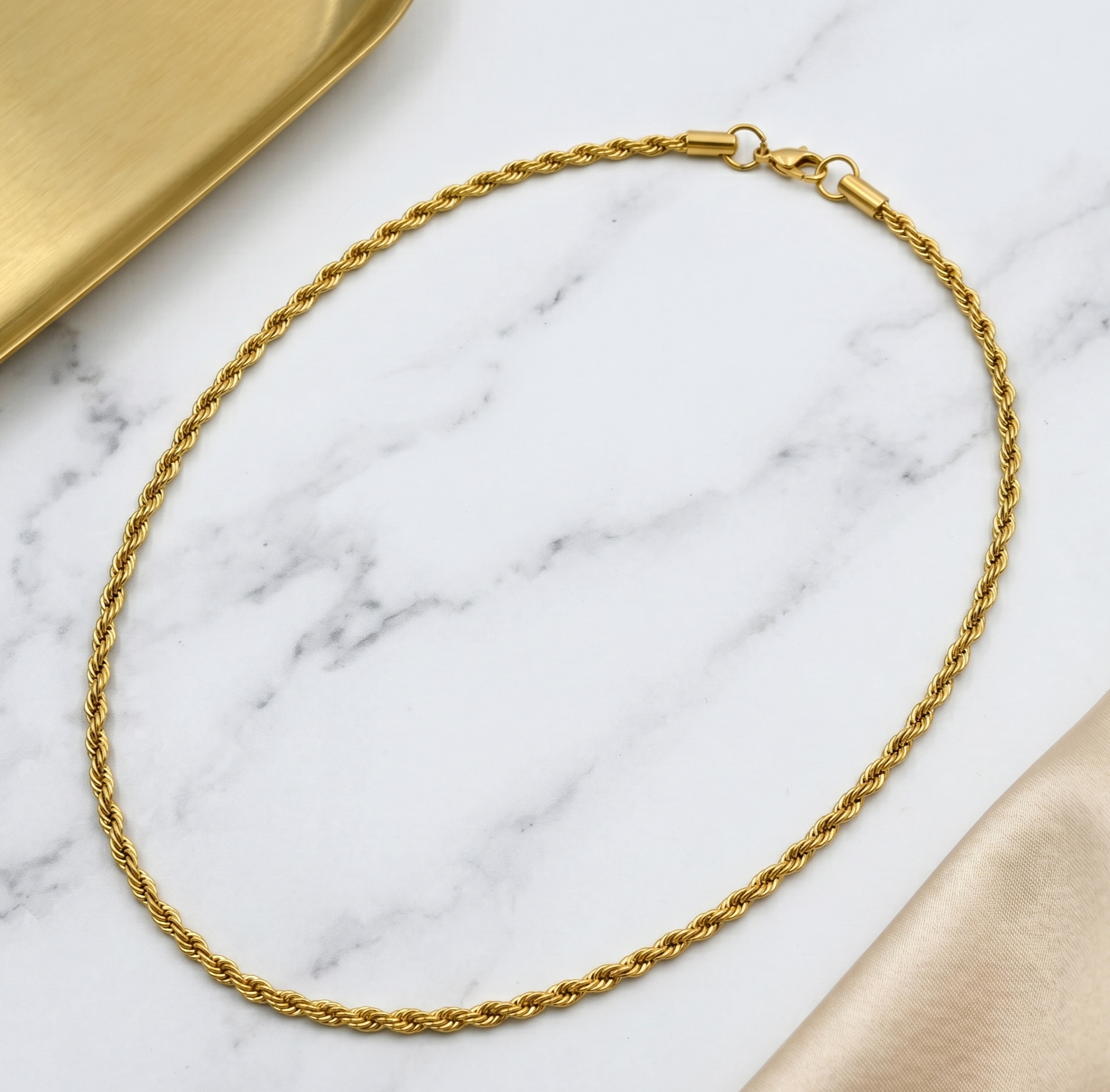 18K Gold Twist Rope Chain Necklac