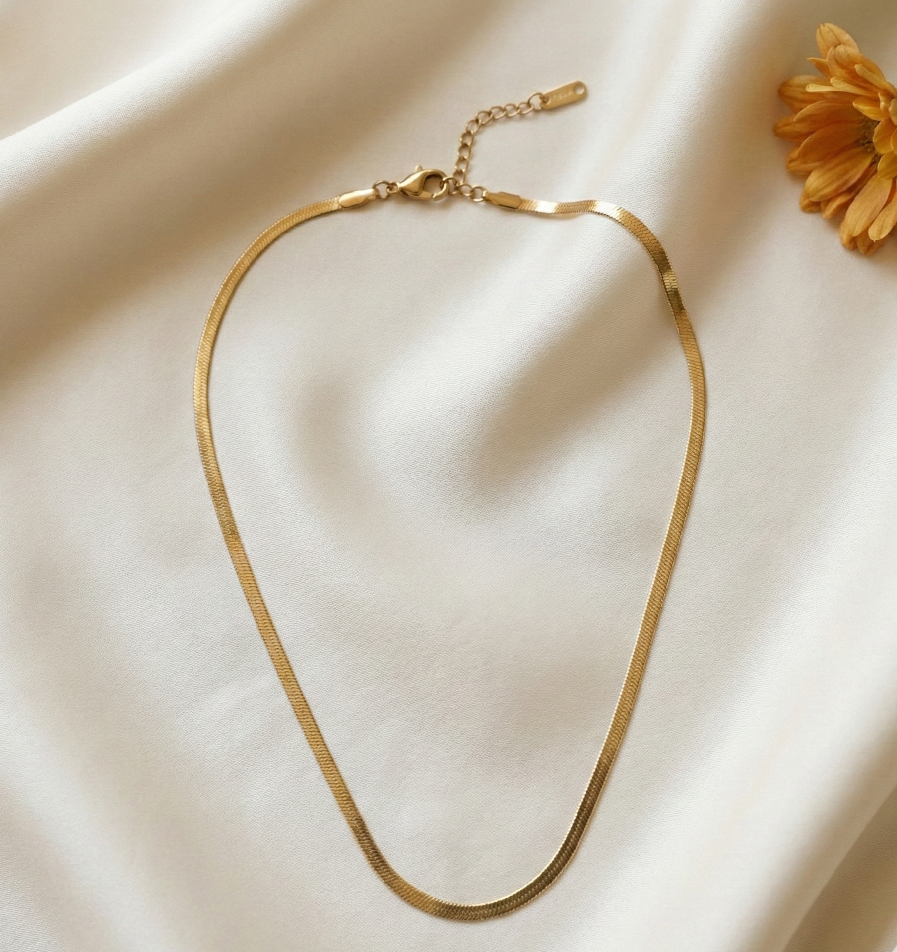 18K Gold Snake Chain Necklace – Minimalist Stainless Steel Chain