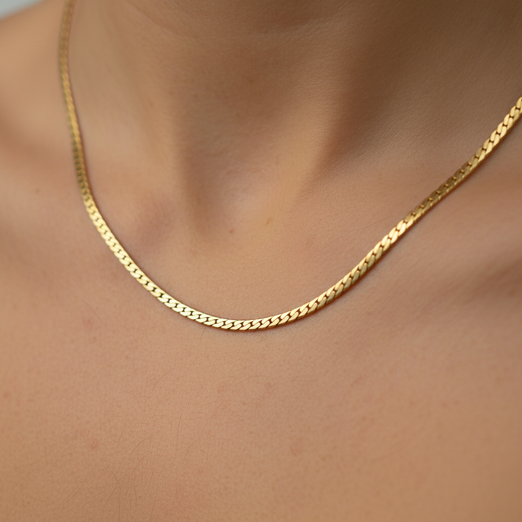 18K Gold Plated Herringbone Snake Chain Necklace for Women