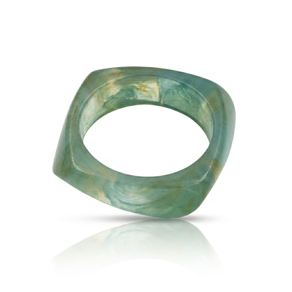Mint Green Resin Square Bangle Bracelet for Women