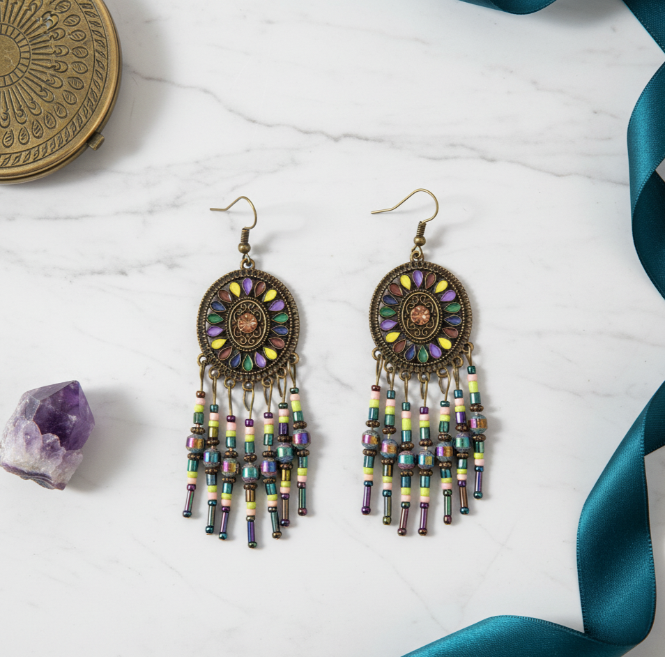 Bohemian Tribal Tassel Drop Earrings