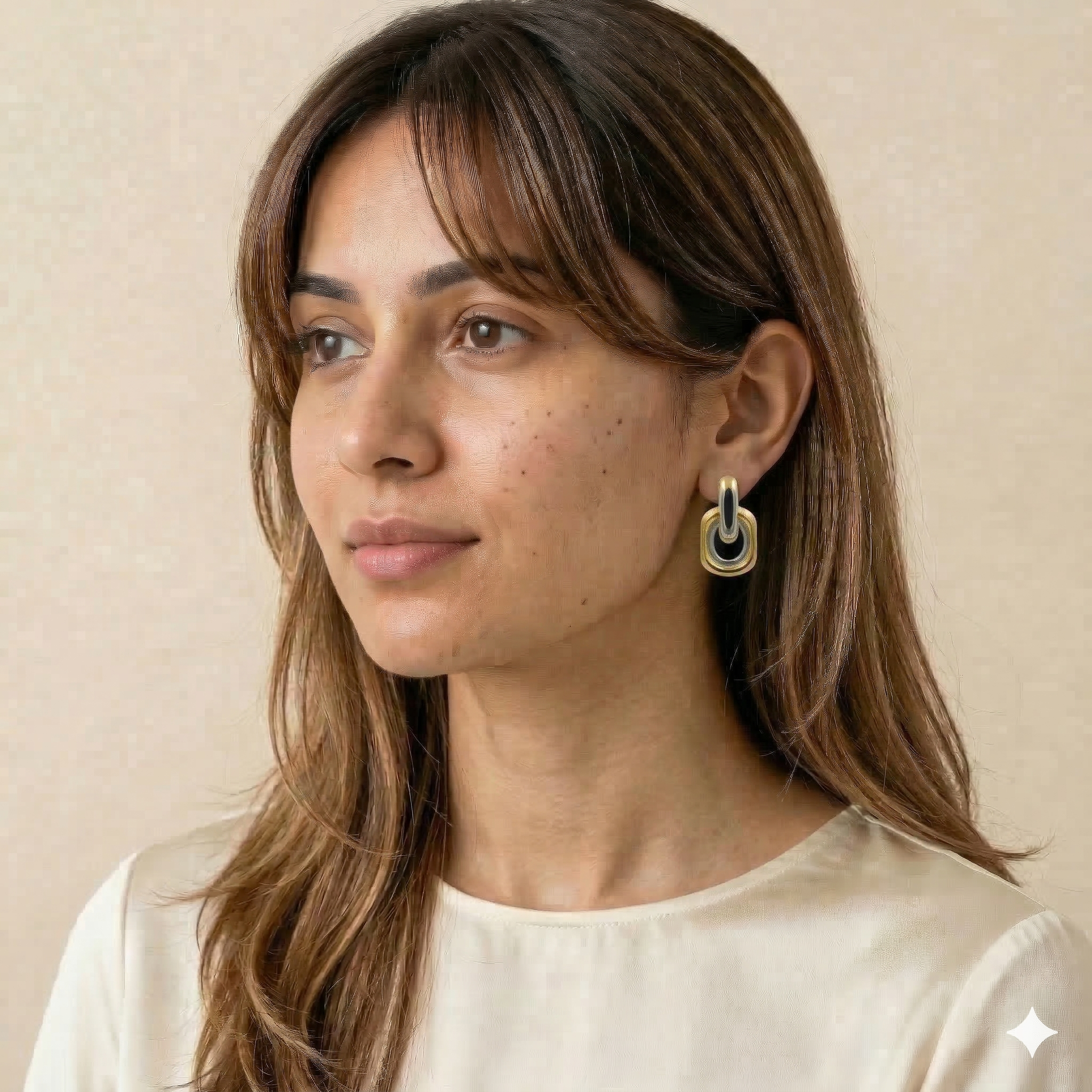 Chunky Two Tone Geometric Stud Earrings