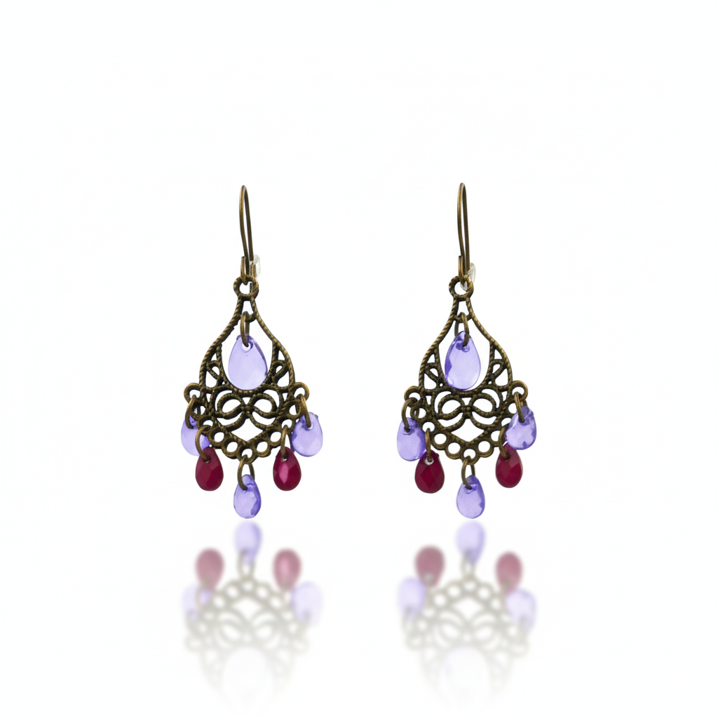 Retro Bohemian Tassel Earrings Tibetan Style Antique Gold Tone