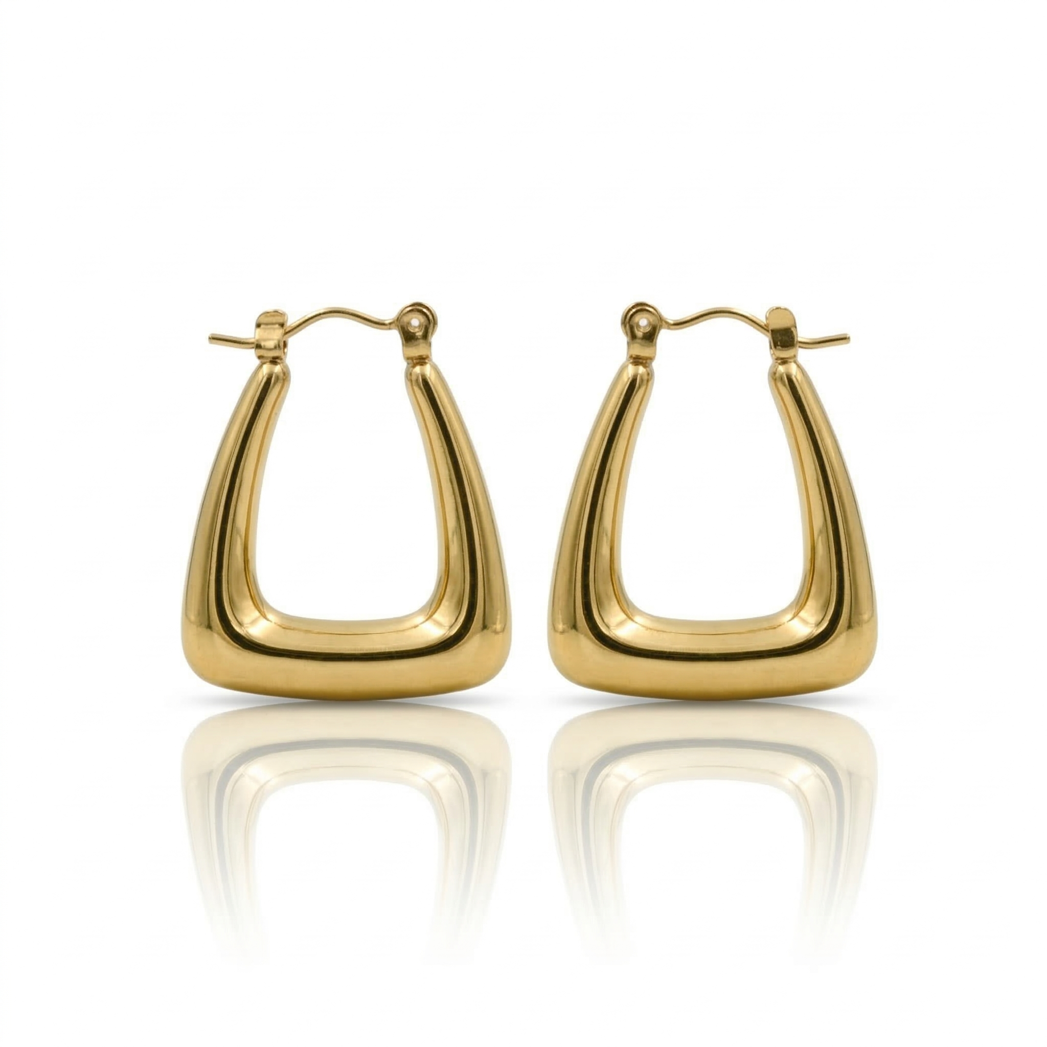 18K Gold Plated Geometric Hoop Earrings in 316L Stainless Steel