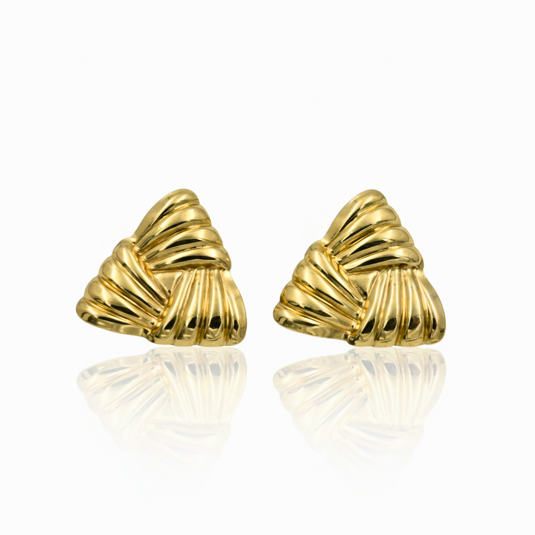 18K Gold Plated Triangle Stud Earrings in 316L Stainless Steel