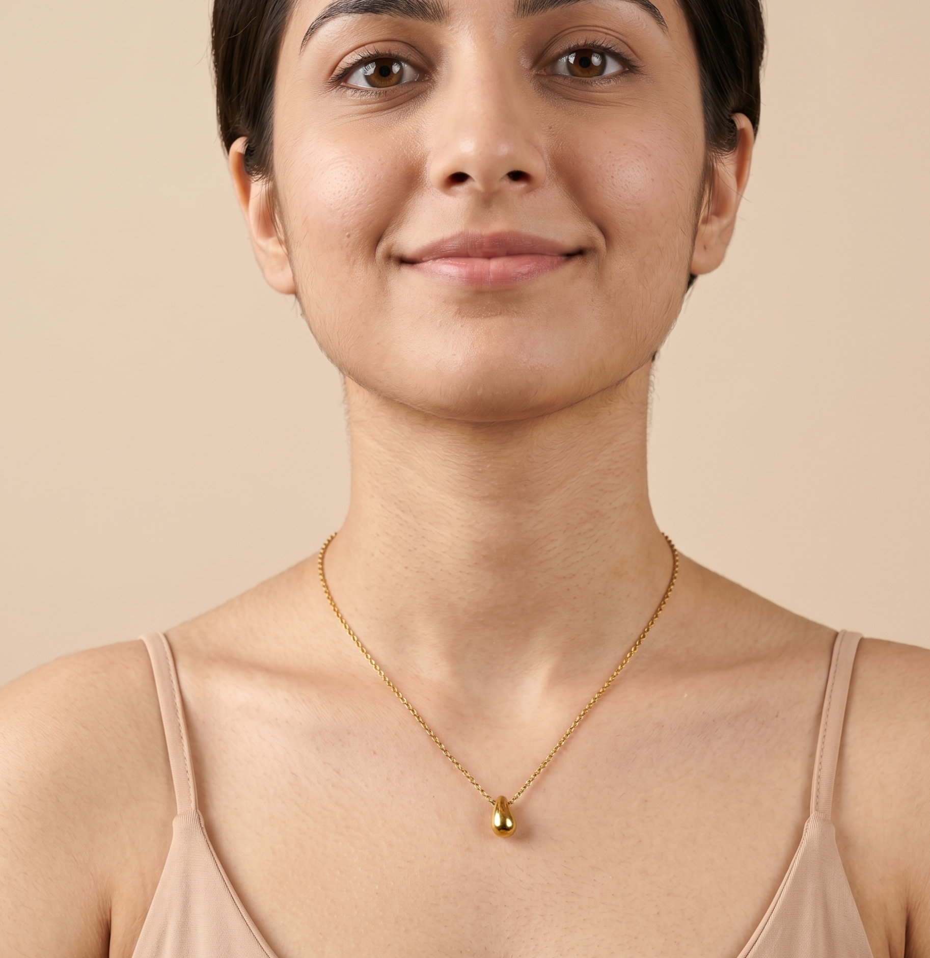 18K Gold Teardrop Pendant Necklace for Women