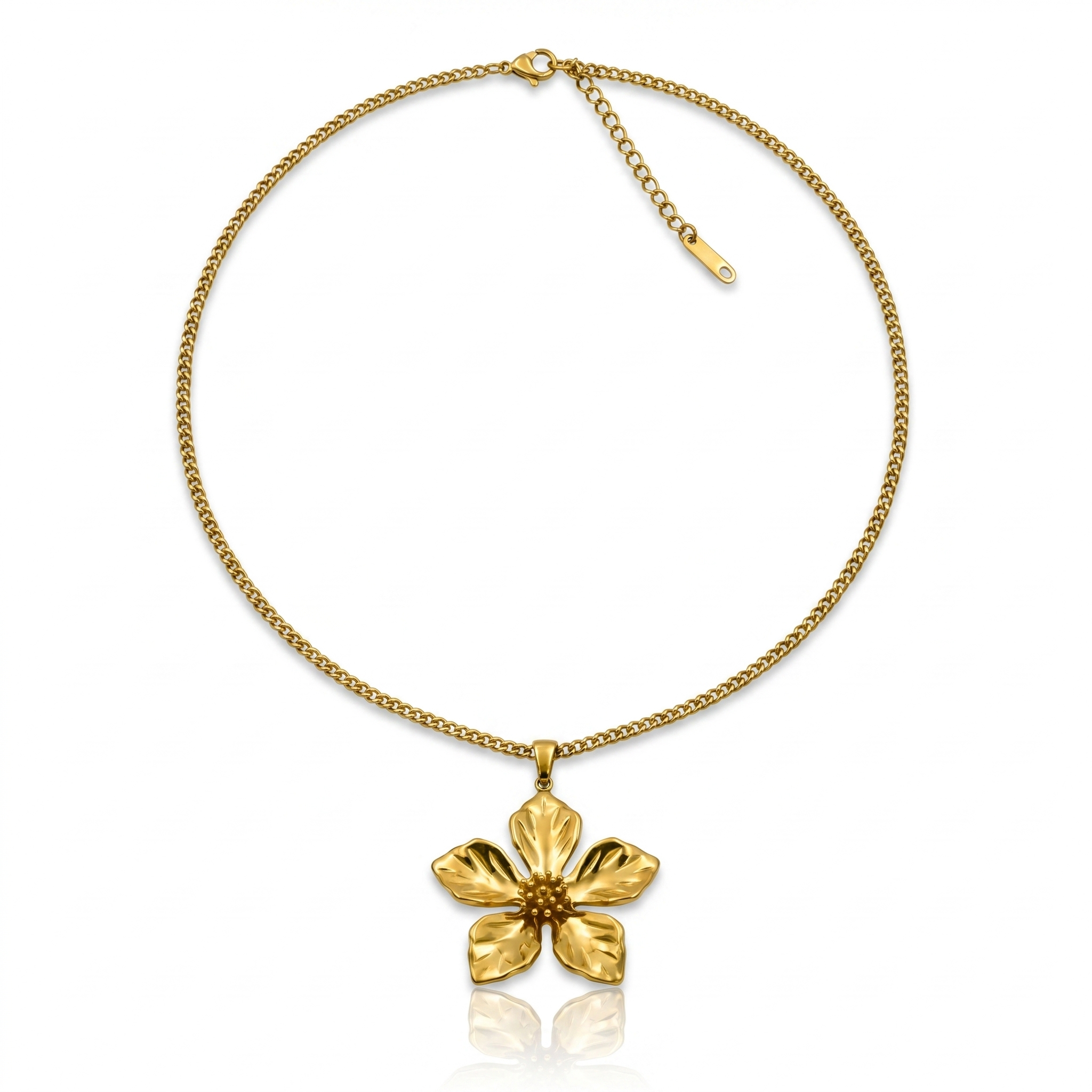 18K Gold Plated Flower Pendant Necklace for Women