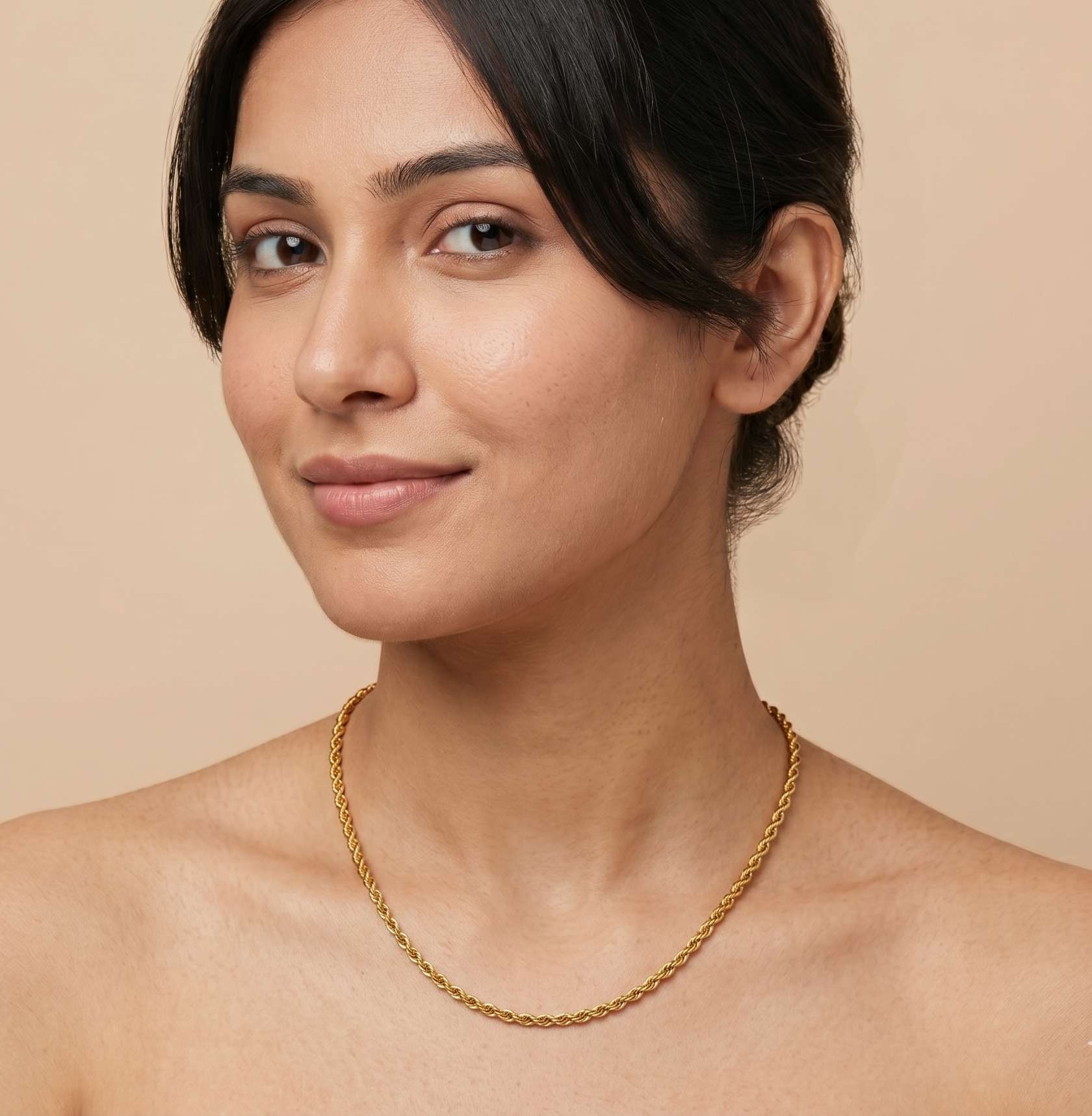 18K Gold Twist Rope Chain Necklac