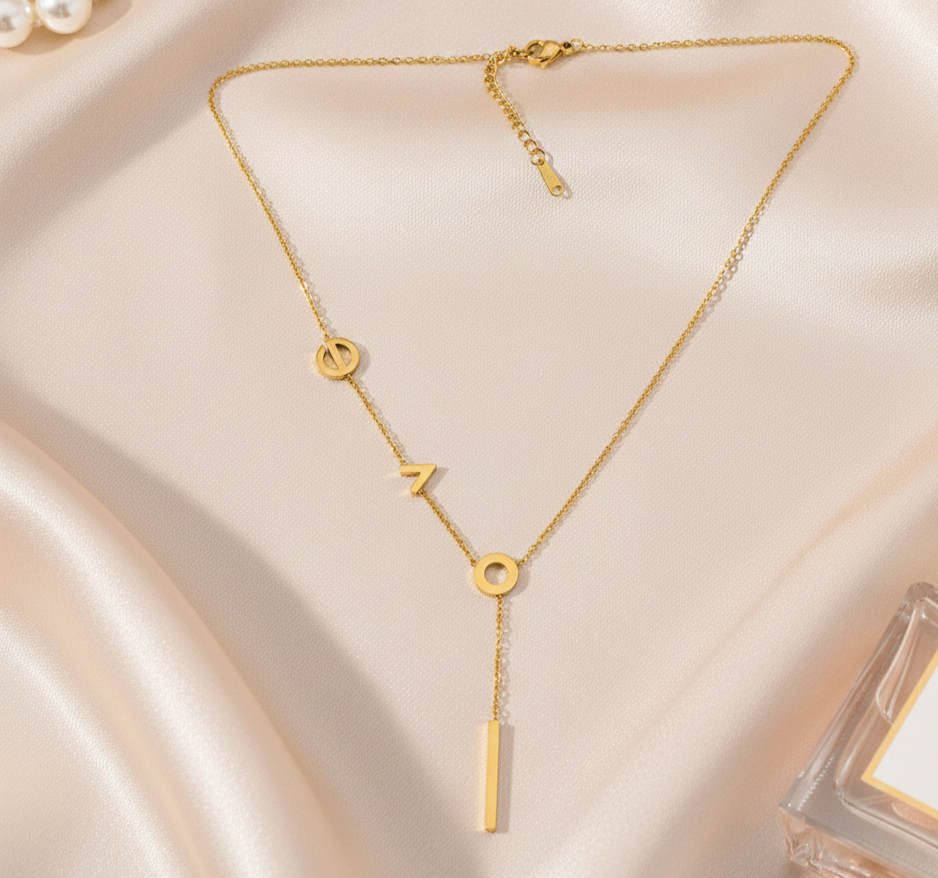 Minimalist 18K Gold Plated Geometric Drop Necklace for Women