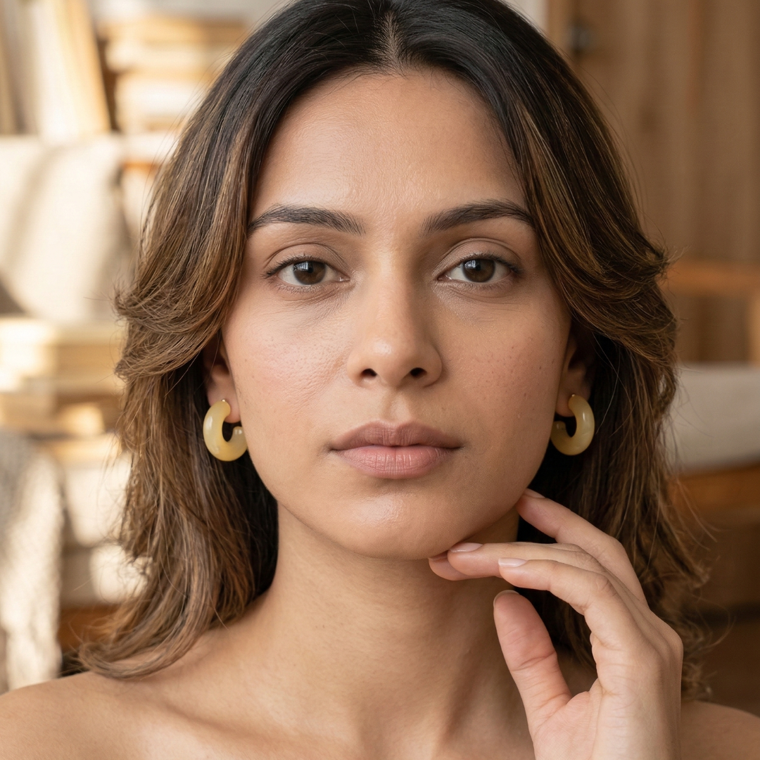 Butter Yellow Resin C Hoop Stud Earrings