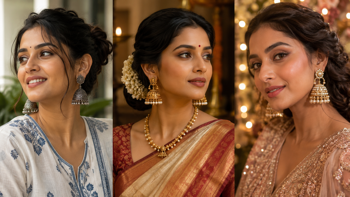 Types of Jhumka Earrings: Different Styles, Designs, and Outfit Ideas