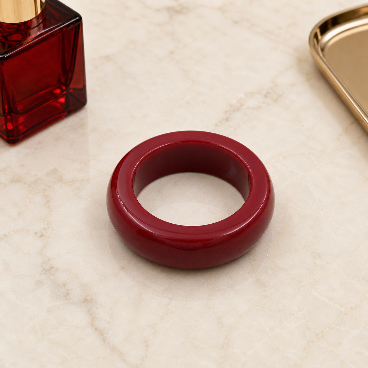 Red Resin Statement Bangle Bracelet for Women