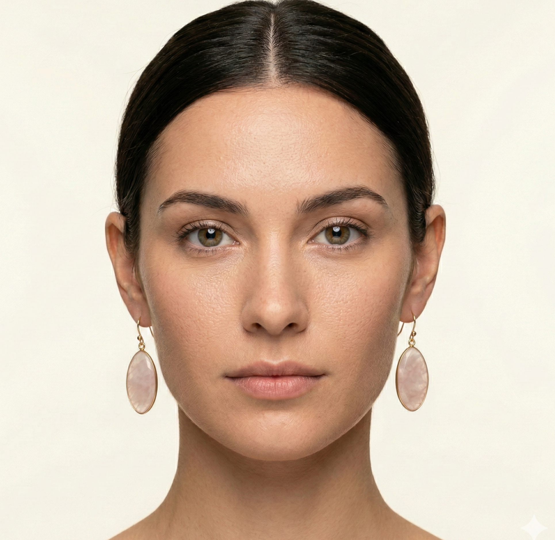 Pink Aventurine Drop Earrings Gold Tone Hoop Design