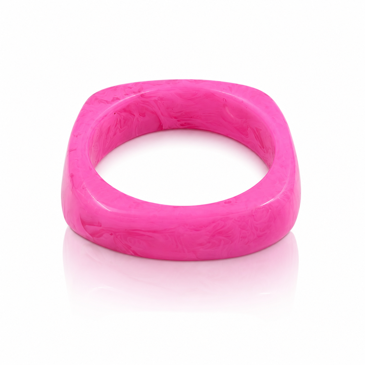 Hot Pink Chunky Geometric Resin Bangle Bracelet for Women