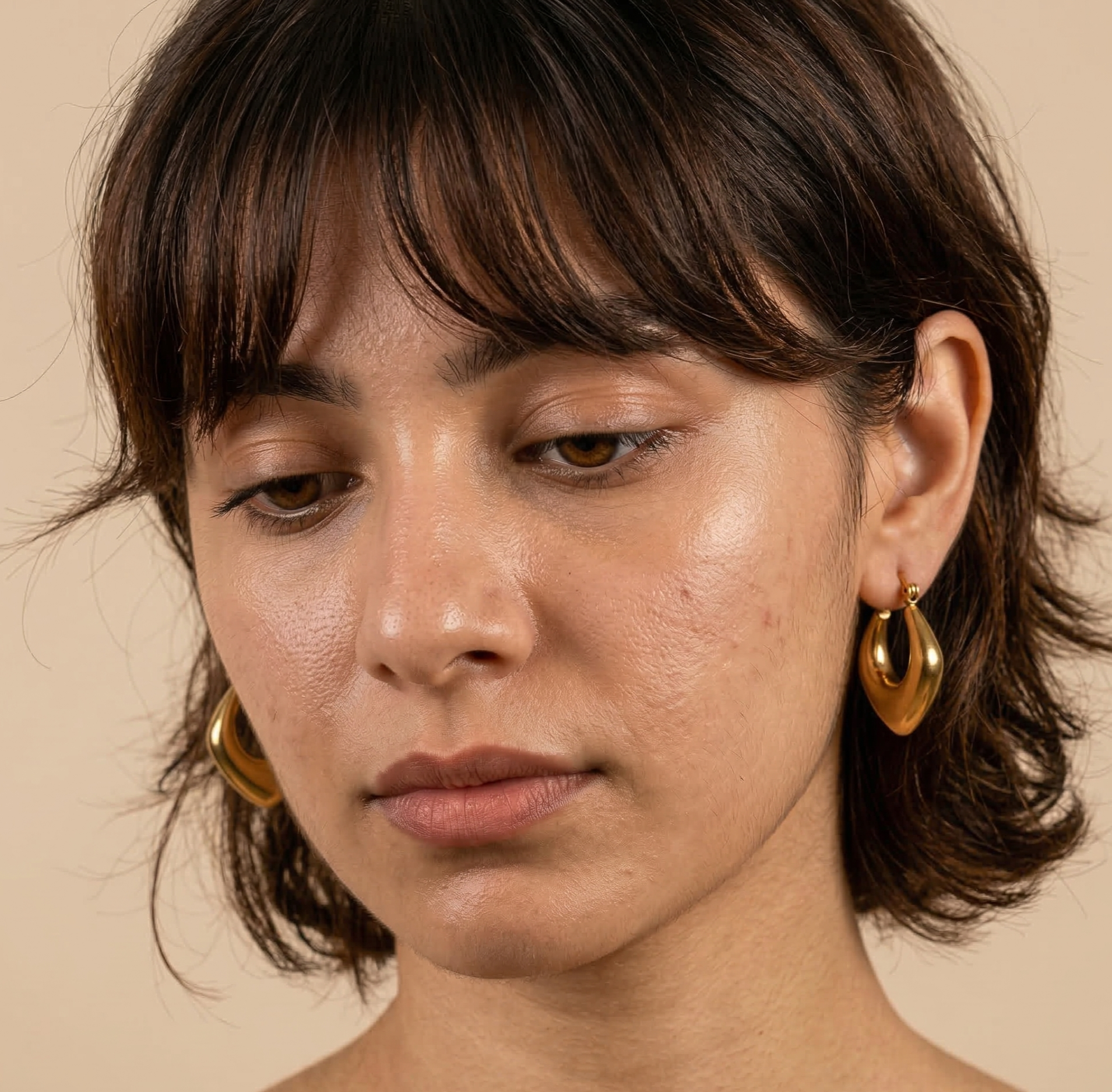18K Gold PVD Plated Geometric Hoop Earrings in 316L Stainless Steel