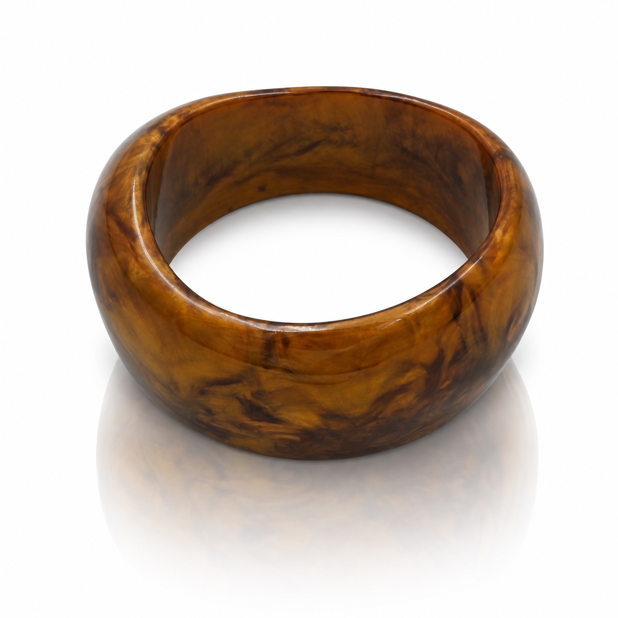Brown Marbled Resin Statement Bangle Bracelet for Women