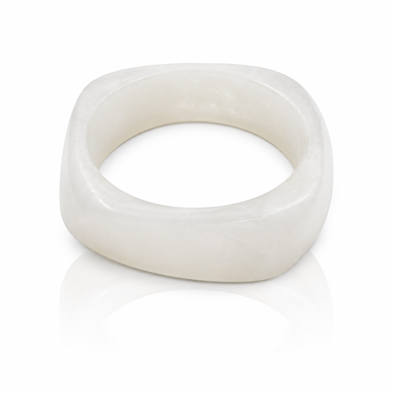 White Chunky Geometric Resin Bangle Bracelet for Women