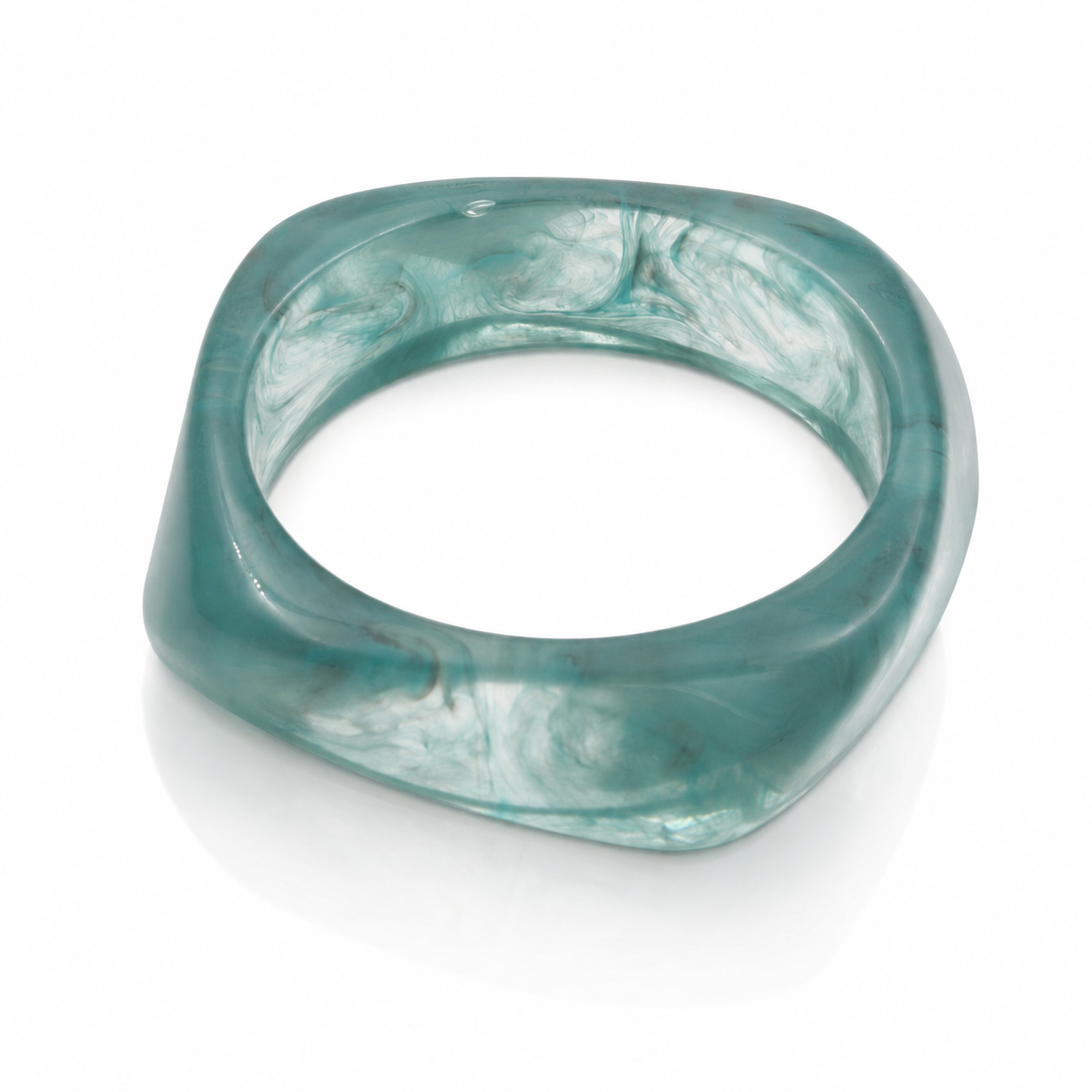 Sea Green Pearlescent Geometric Resin Bangle Bracelet for Women