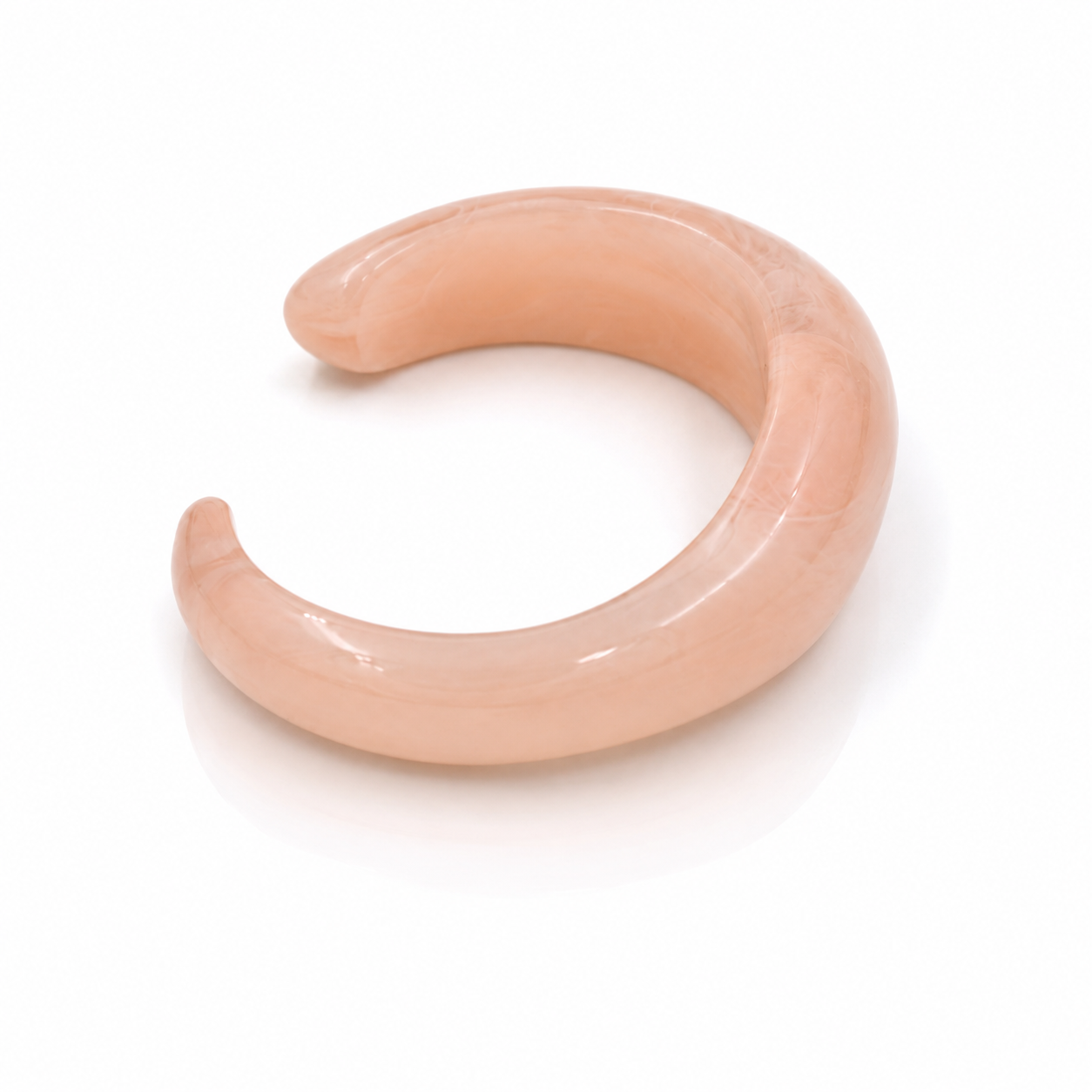 Chunky C-Shaped Peach Resin Open Cuff Bracelet for Women