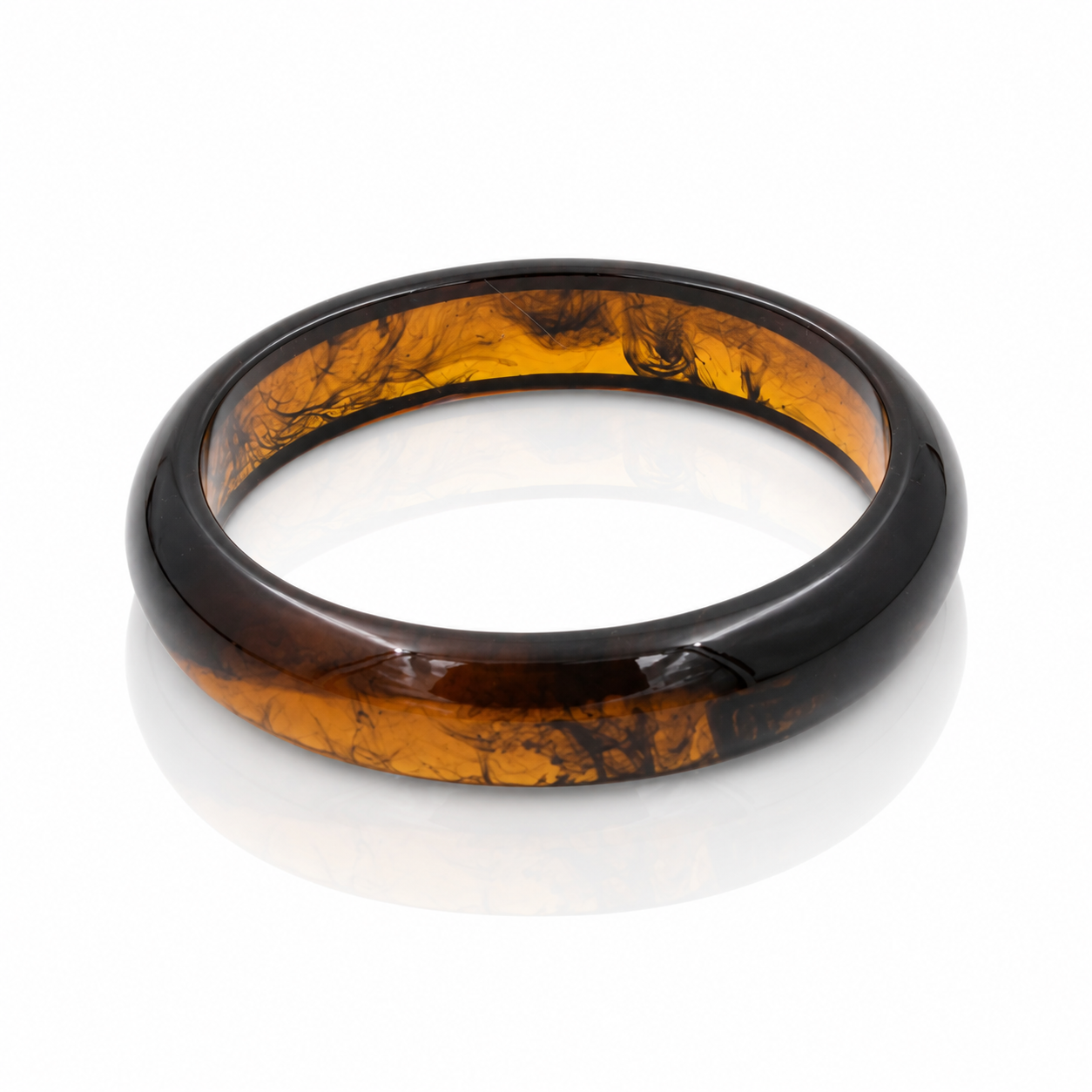 Vintage Tortoiseshell Resin Round Bangle Bracelet for Women