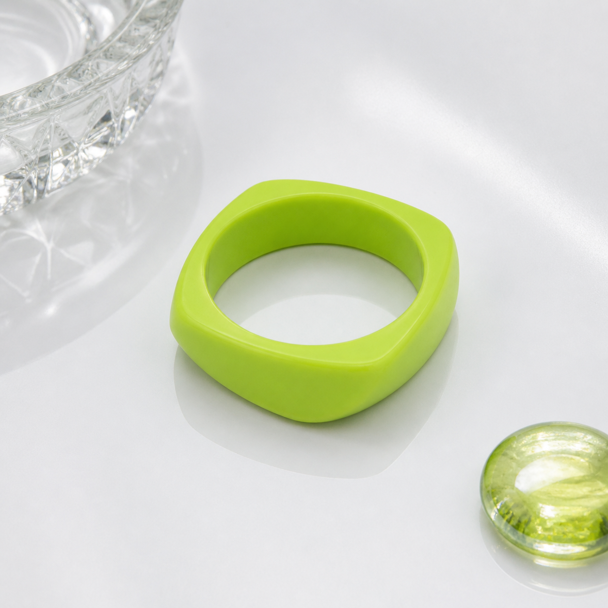 Lime Green Geometric Resin Statement Bangle for Women