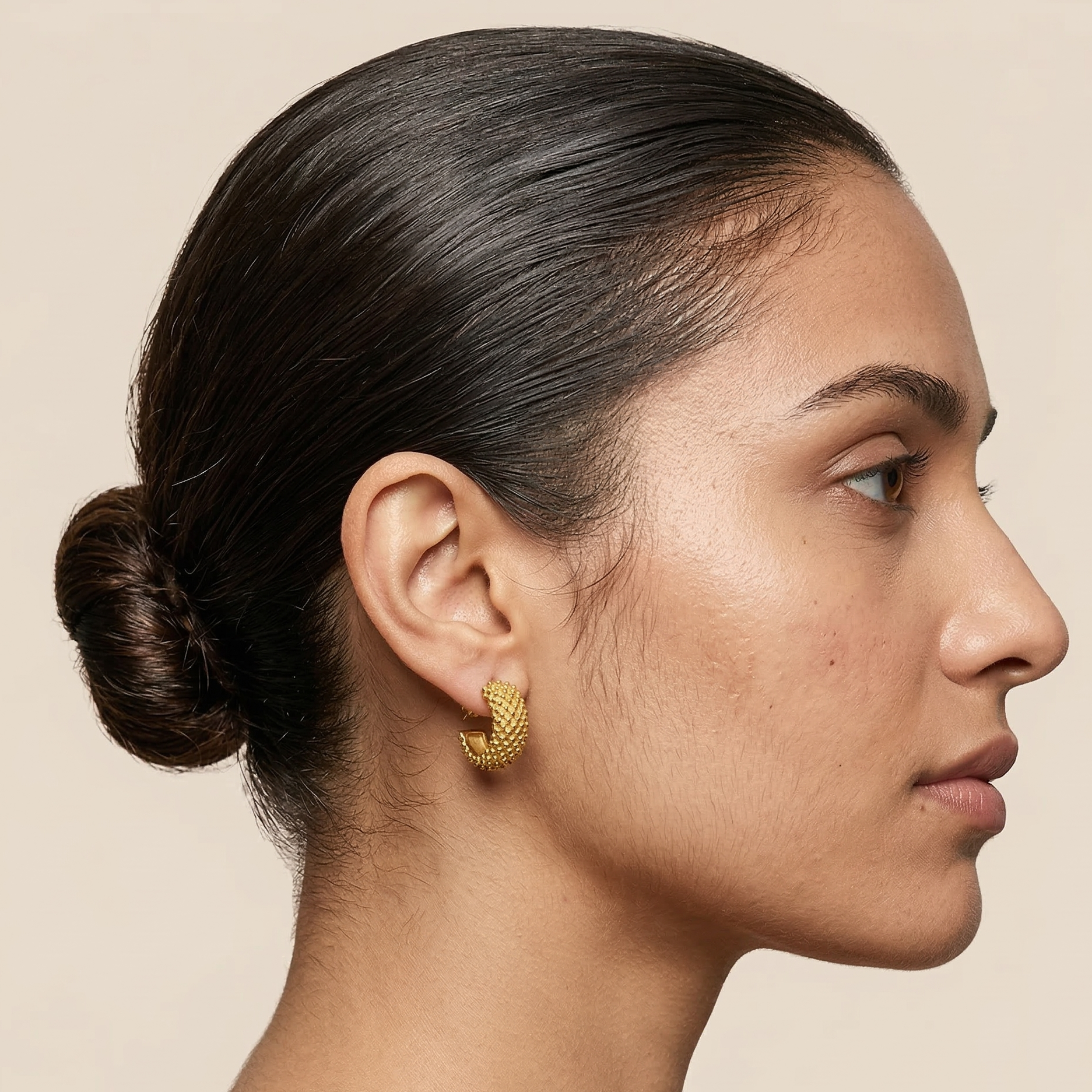 Textured C Hoop Earrings 18K Gold PVD Plated 316L Stainless Steel