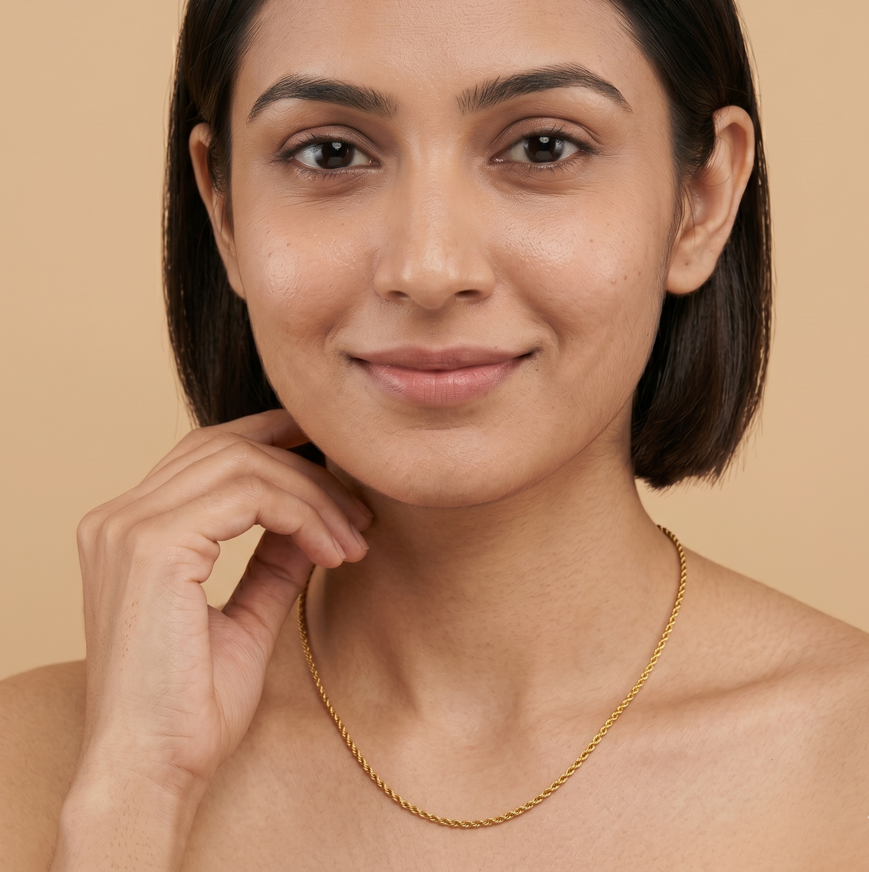 18K Gold Rope Chain Necklace for Women – Twisted Stainless Steel Chain