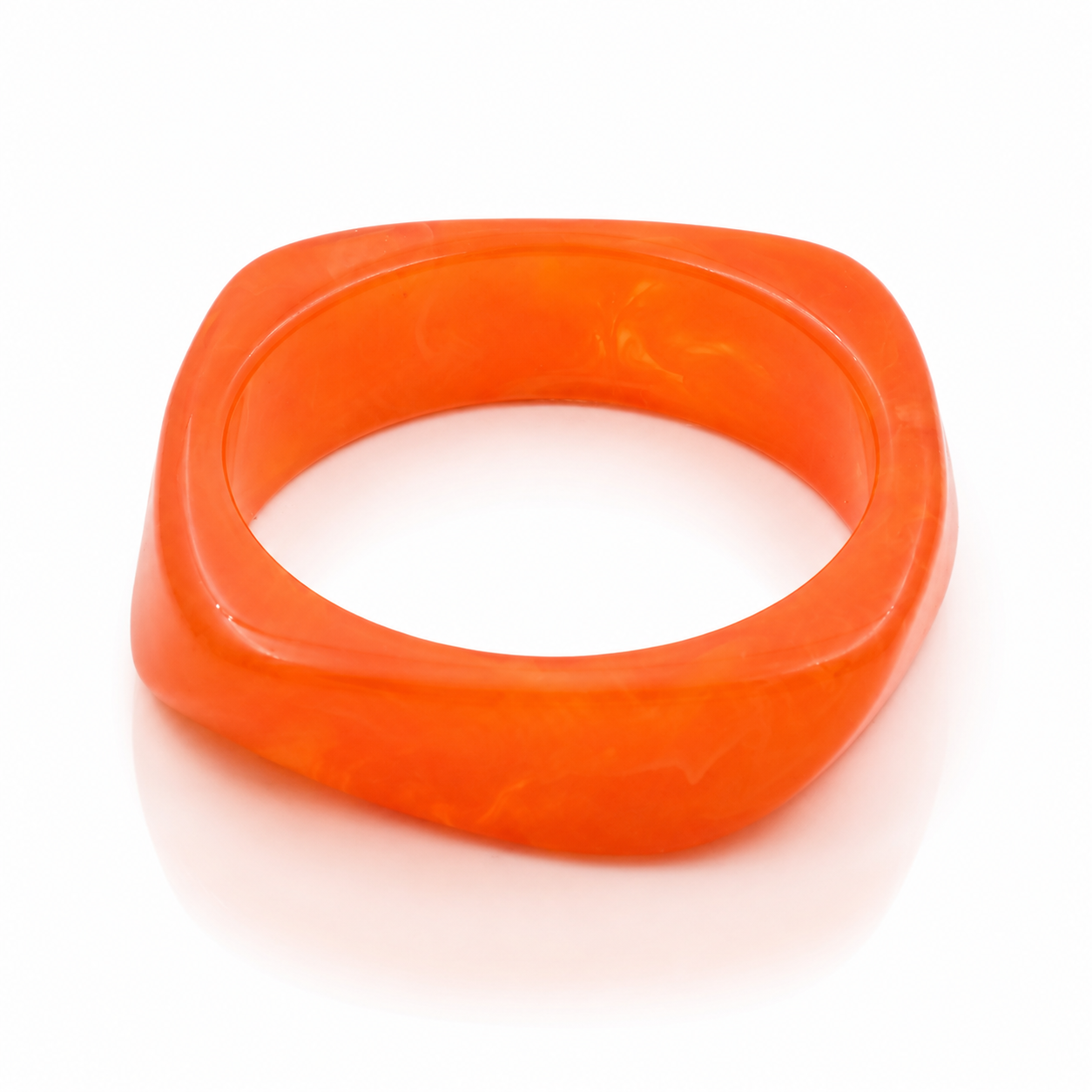 Coral Orange Geometric Resin Bangle Bracelet for Women