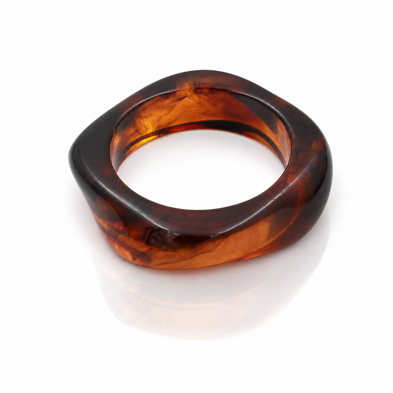 Smoky Amber Chunky Geometric Resin Bangle Bracelet for Women