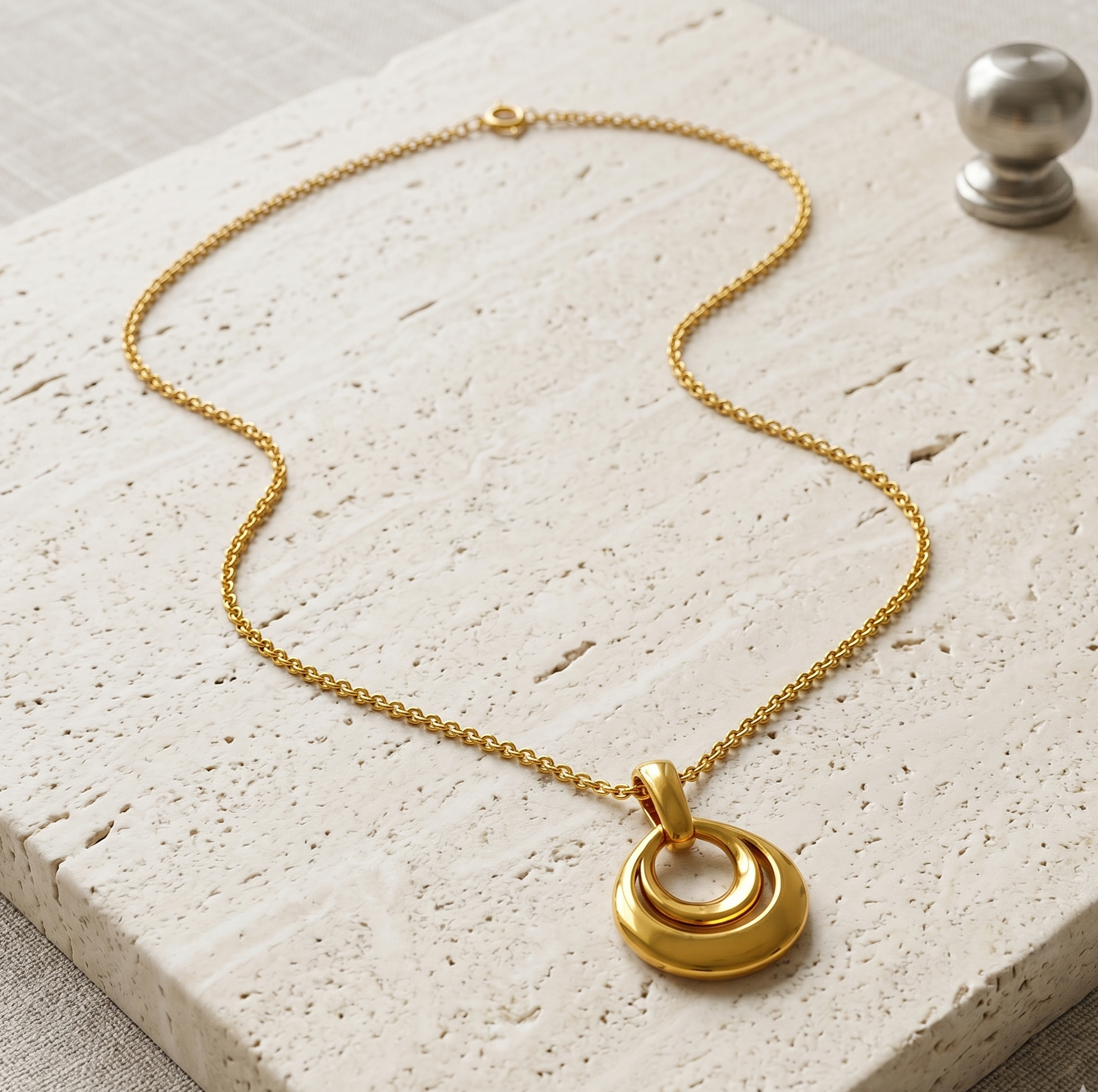 Gold Double Layer Water Drop Pendant Necklace for Women