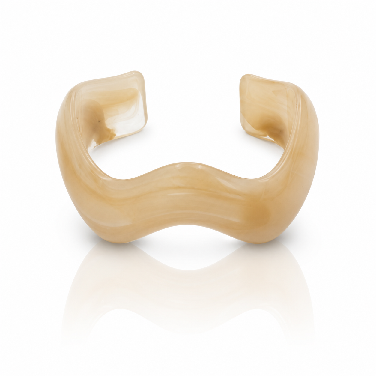 Beige Marble Wave Resin Open Cuff Bracelet for Women