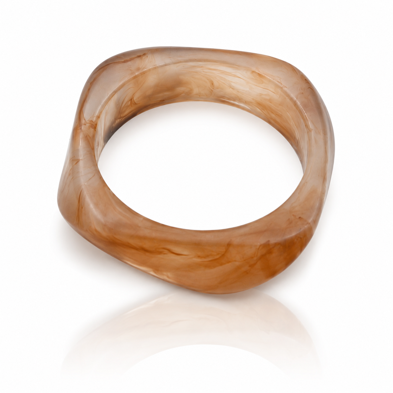 Beige Marble Resin Geometric Bangle Bracelet for Women