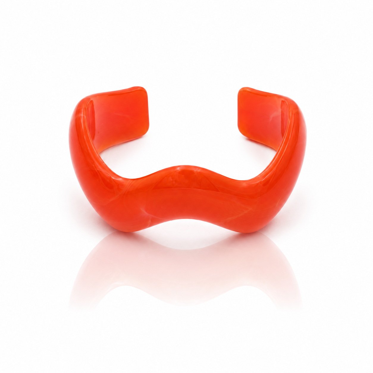 Orange Irregular Wave Resin Open Cuff Bracelet for Women&nbsp;