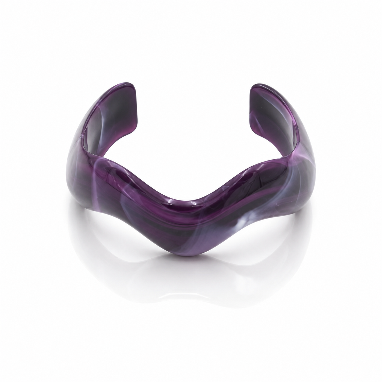 Irregular Wave Resin Open Cuff Bracelet for Women | Chunky Acrylic Bangle