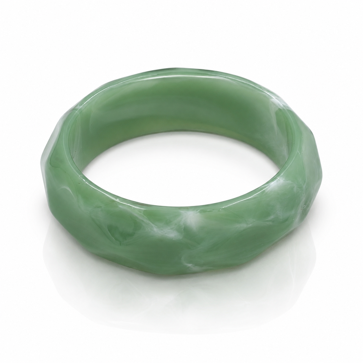 Mint Green Marble Irregular Resin Bangle Bracelet for Women