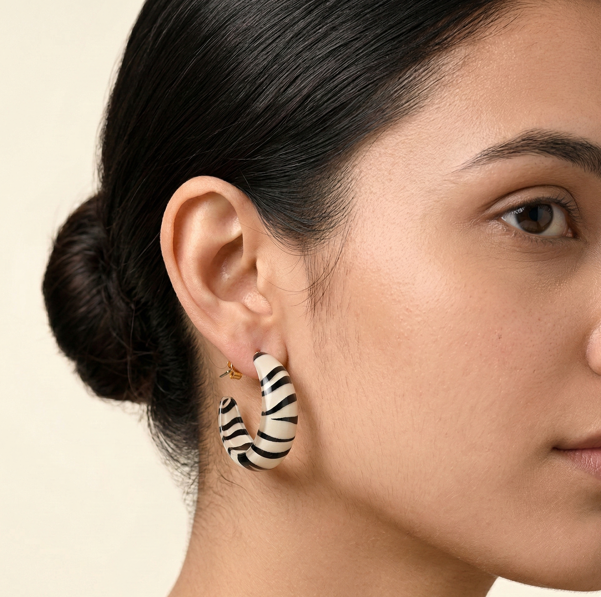 Zebra Pattern C Shape Hoop Earrings