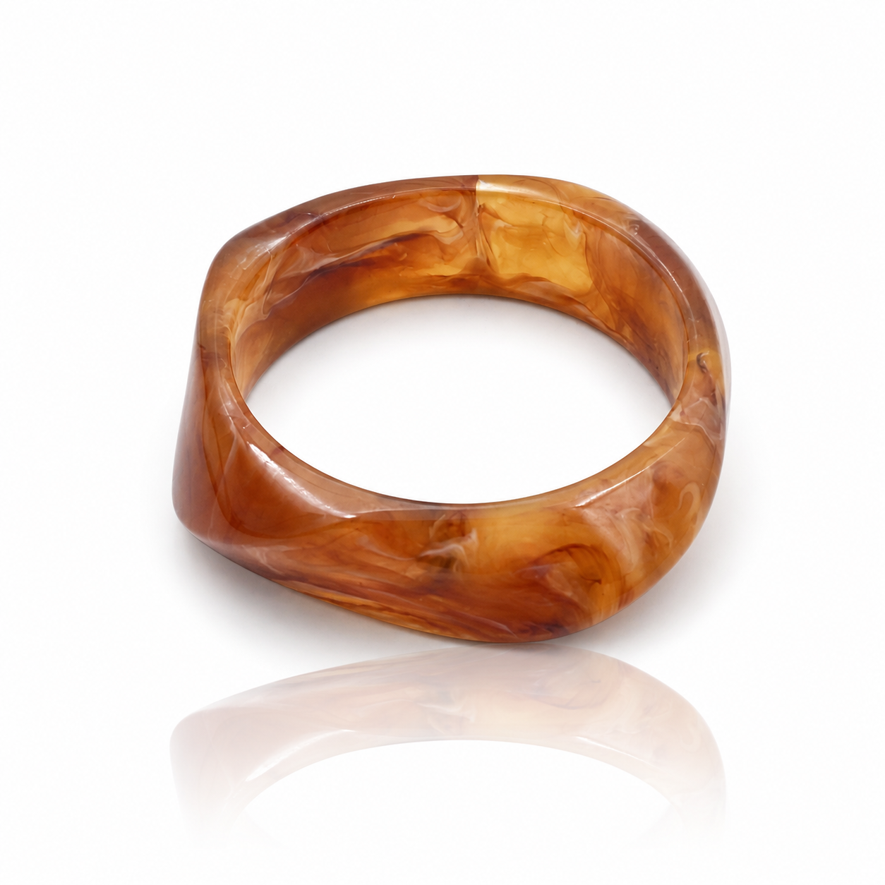 Amber Swirl Resin Sculpted Bangle Bracelet for Women