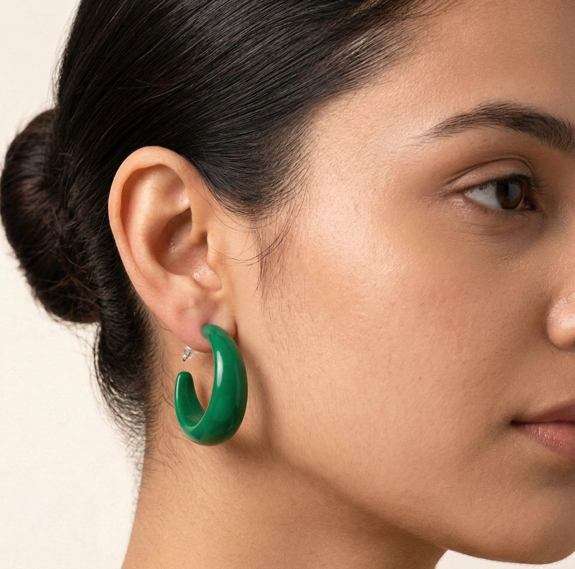 Green Acrylic Hoop Earrings Stainless Steel Posts