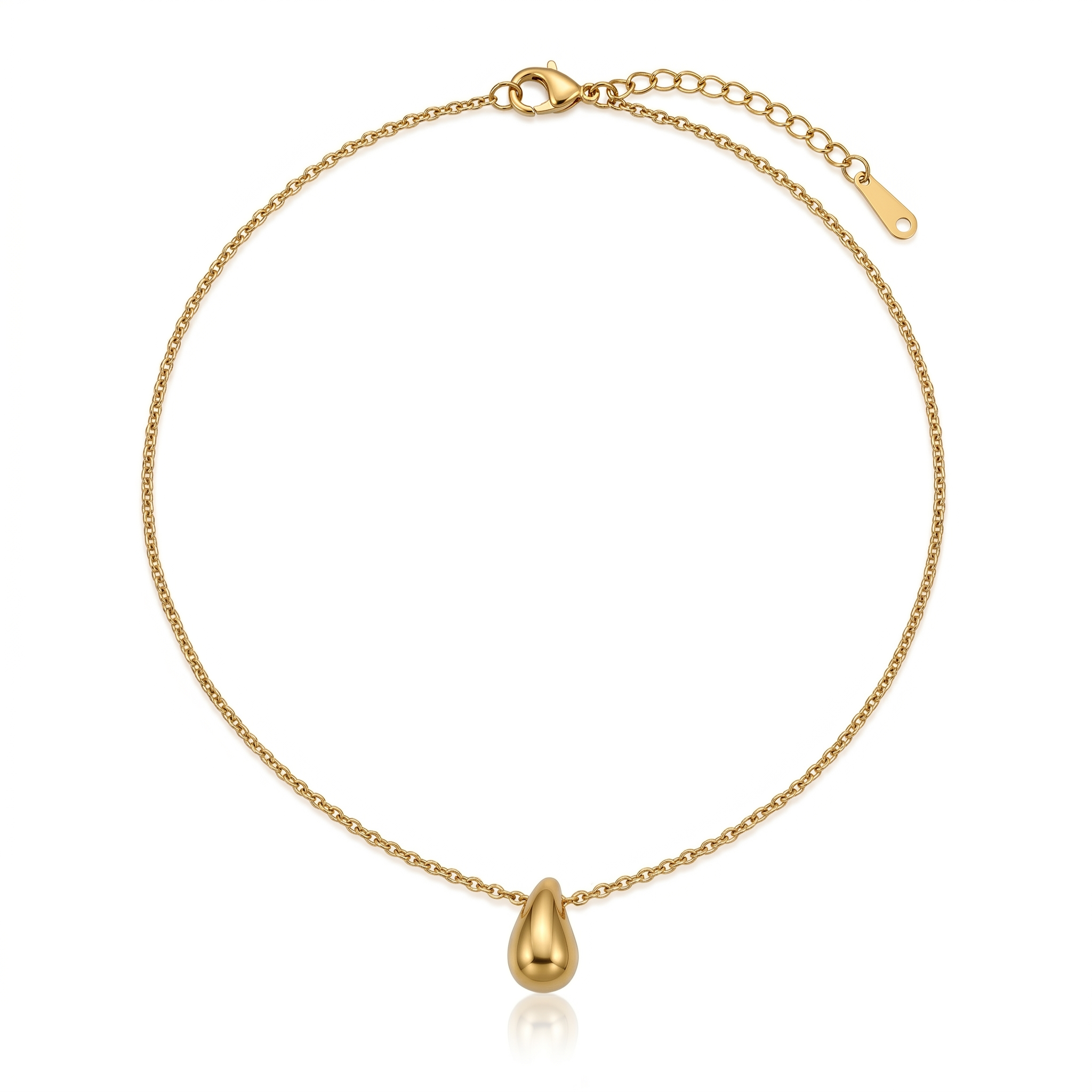 18K Gold Teardrop Pendant Necklace for Women