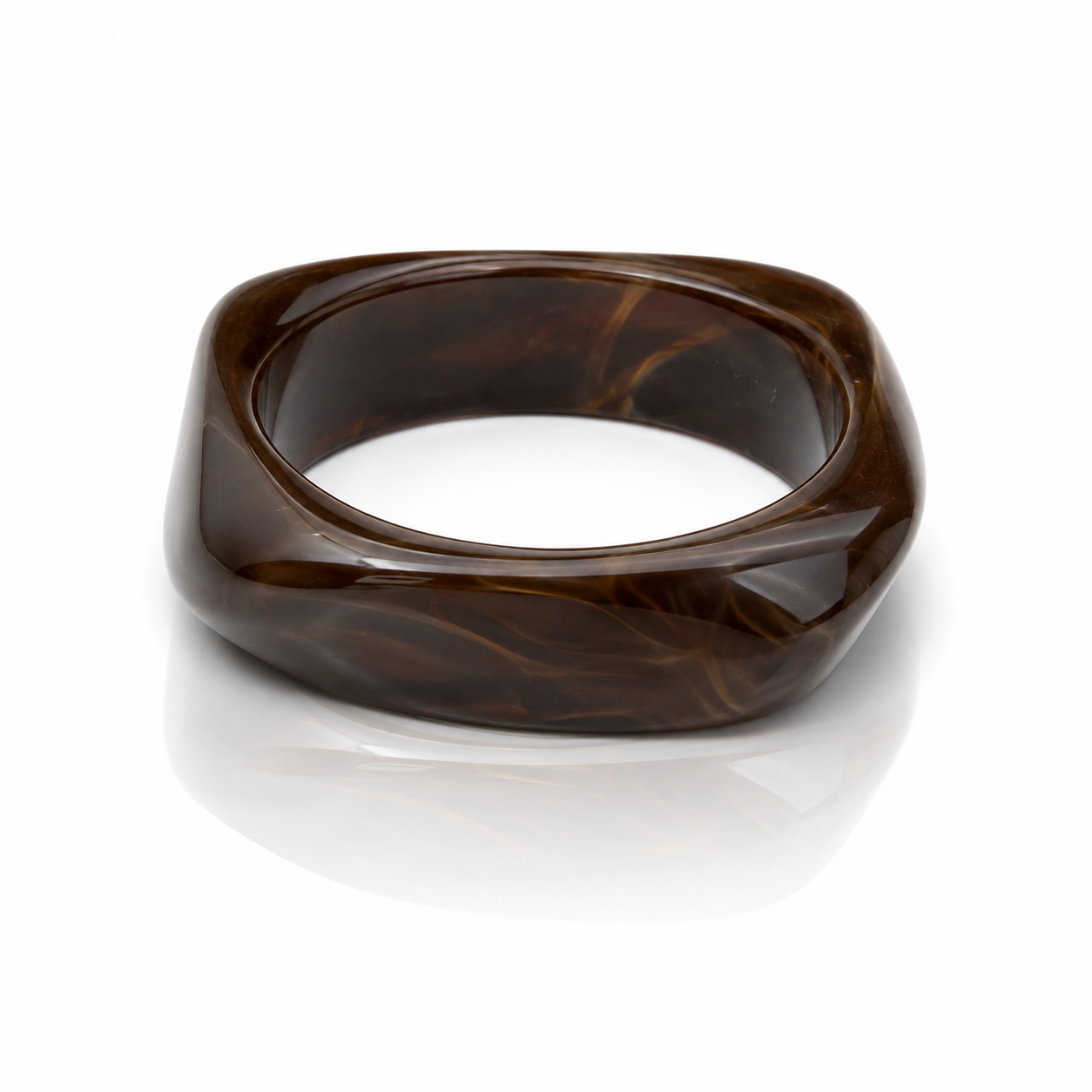 Smoky Brown Geometric Resin Bangle Bracelet for Women