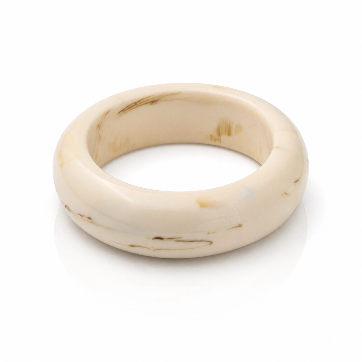 Cream Marbled Resin Statement Bangle Bracelet for Women