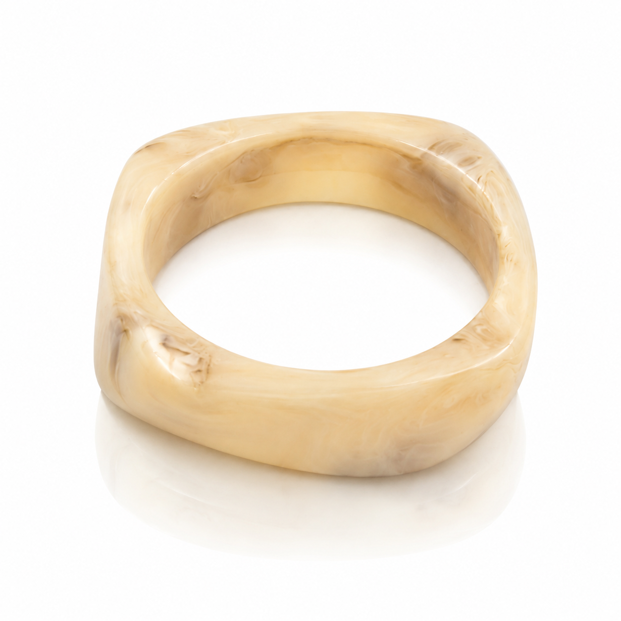 Beige Marbled Chunky Resin Bangle Bracelet for Women