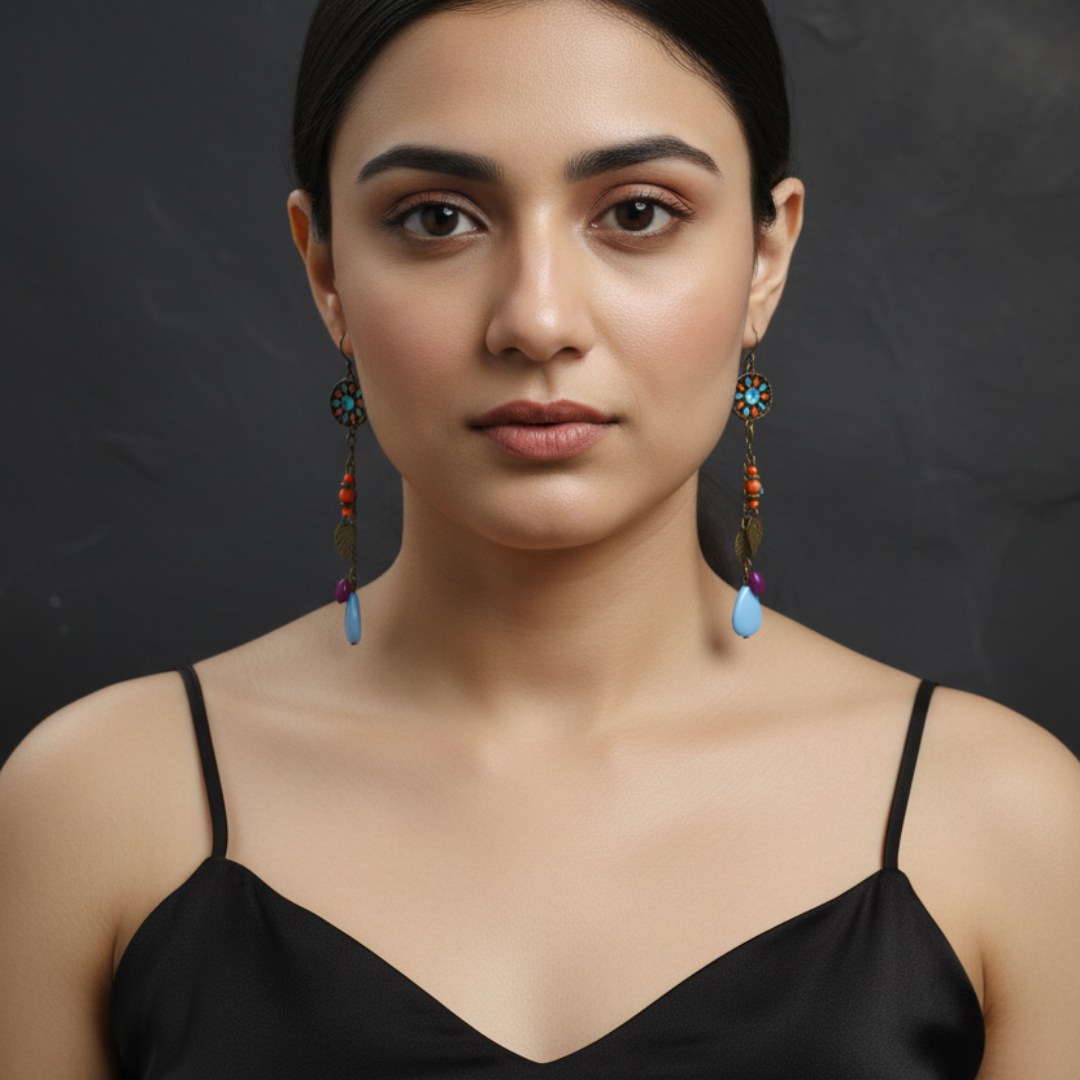 Vintage Boho Beaded Drop Earrings