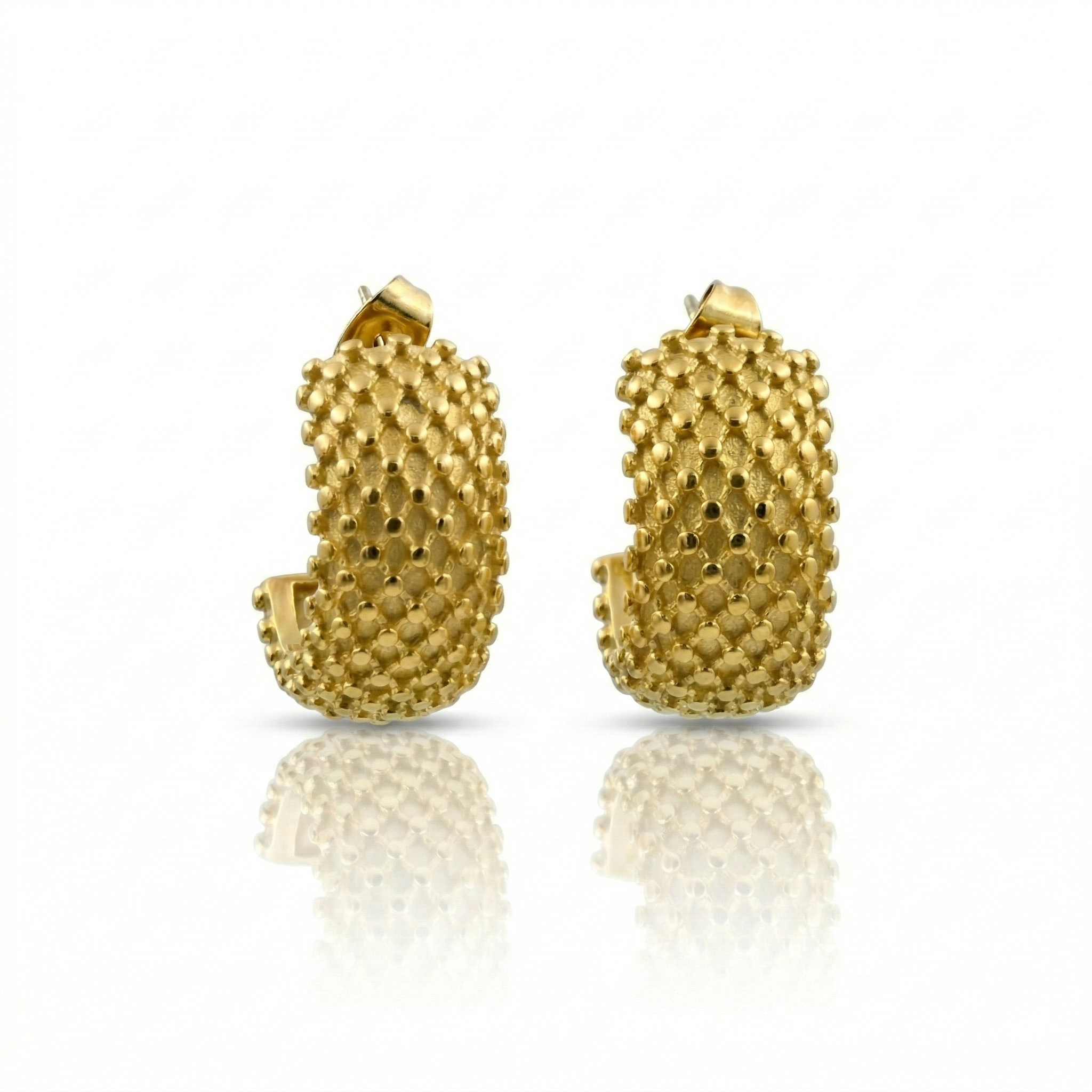 Textured C Hoop Earrings 18K Gold PVD Plated 316L Stainless Steel